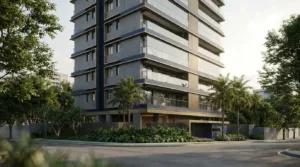 Prédio de condomínio residencial moderno ilustrando a decisão do STJ sobre honorários na cobrança de condomínio