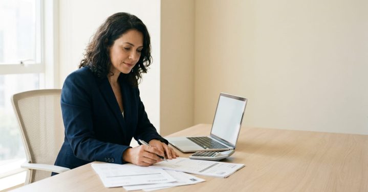 Empresária revisando documentos fiscais — regulamentação da CBS em 2026